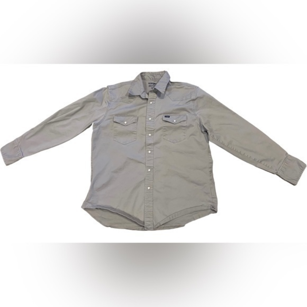 Wrangler Shirt Mens Size XL Gray Advanced Comfort Western Chore Pearl Snaps